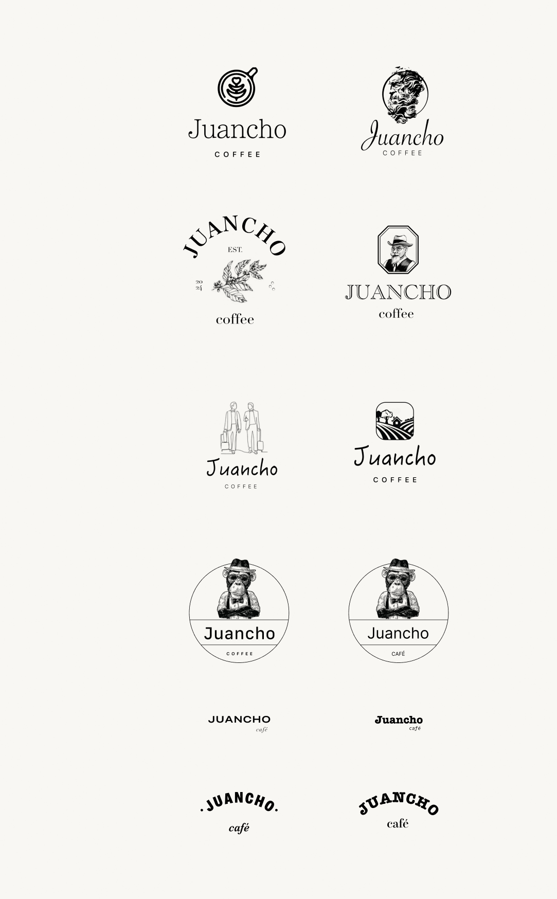 Logo exploration sketches for Juancho Café